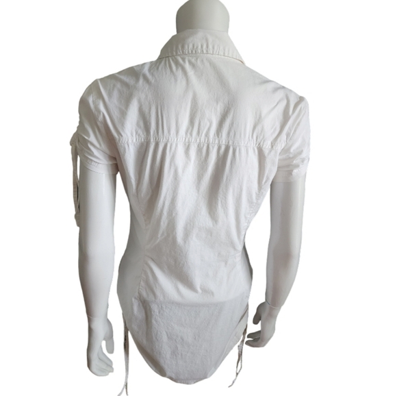 Sub way white buttons up blouse, short sleeves, size S - Picture 5 of 9